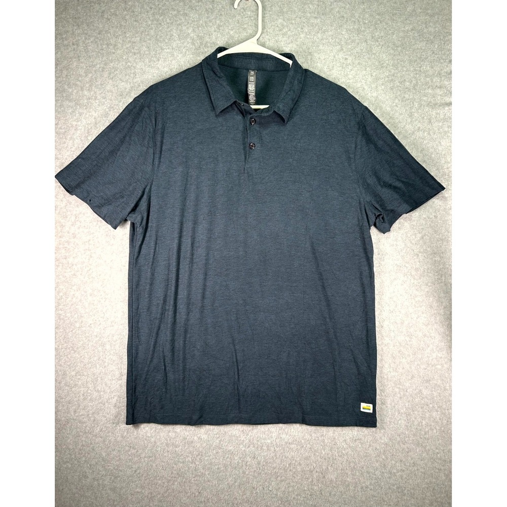 Vuori Polo Shirt Mens Large Blue Stretch Short Sleeve Golf Tennis Performance